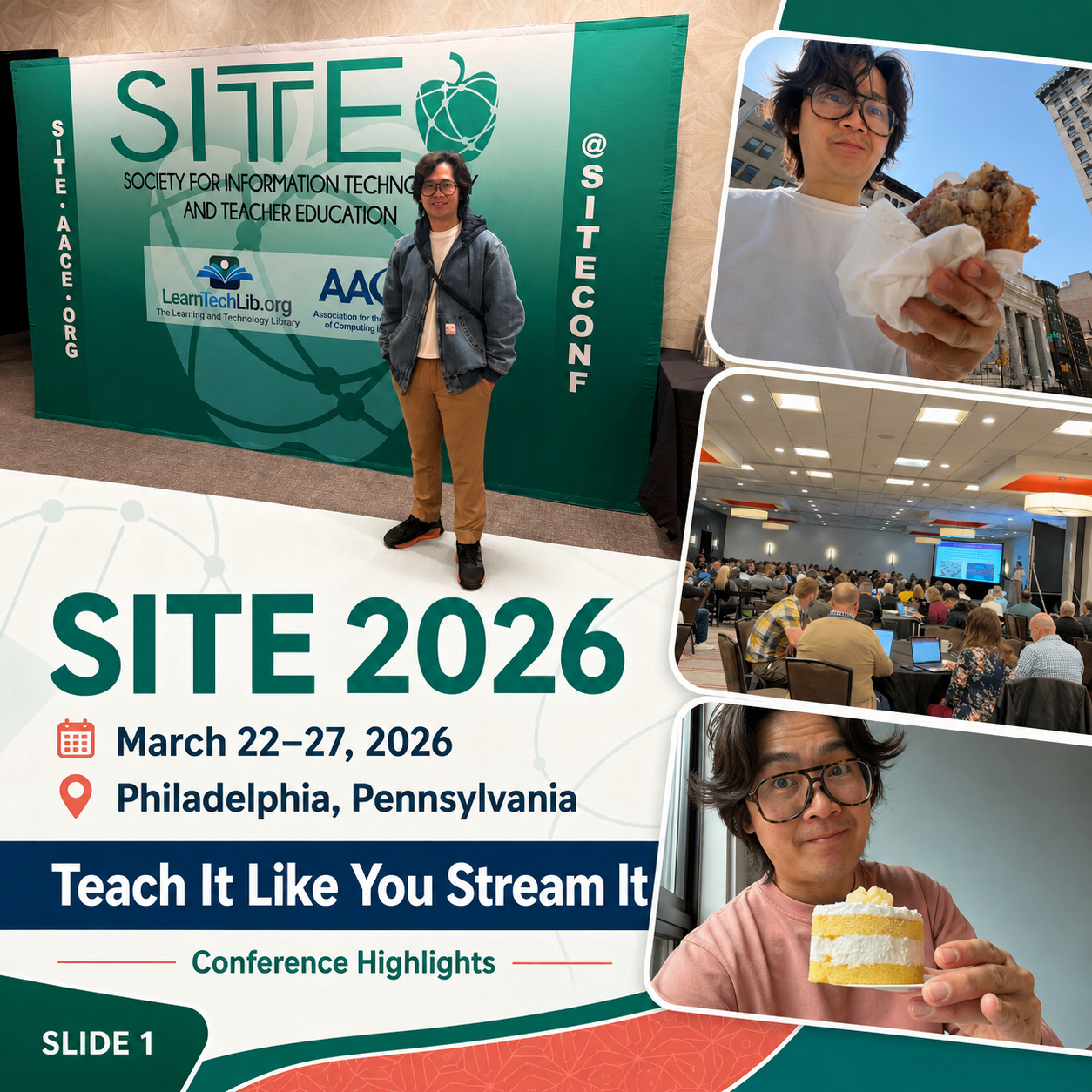Dr. E at the SITE 2026 plenary in Philadelphia (slide 1 of 4)
