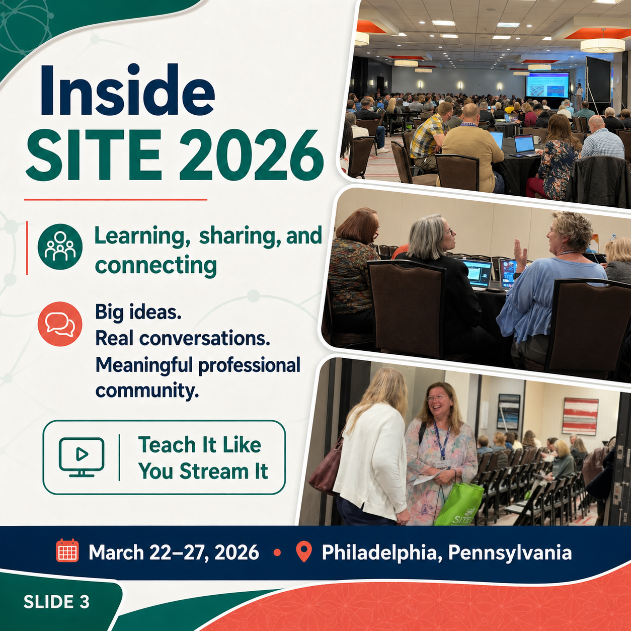 Dr. E at the SITE 2026 plenary in Philadelphia (slide 2 of 4)